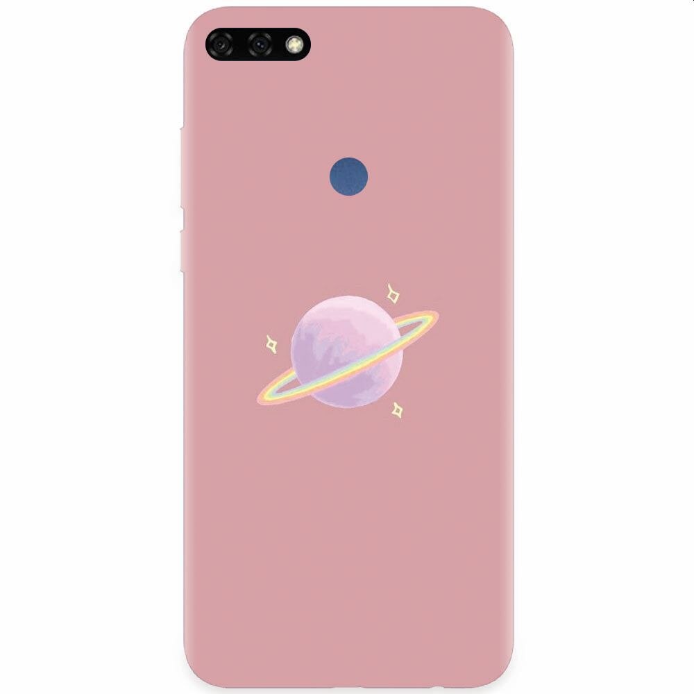Husa silicon pentru Honor 7C, Saturn On Pink