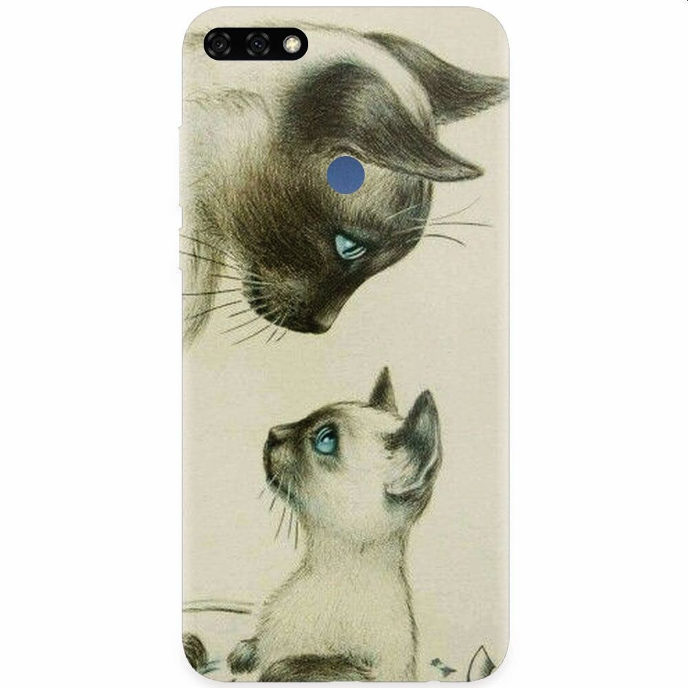 Husa silicon pentru Honor 7C, Little Cat