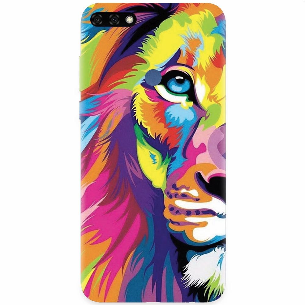 Husa silicon pentru Honor 7C, Colorfull Lion 002