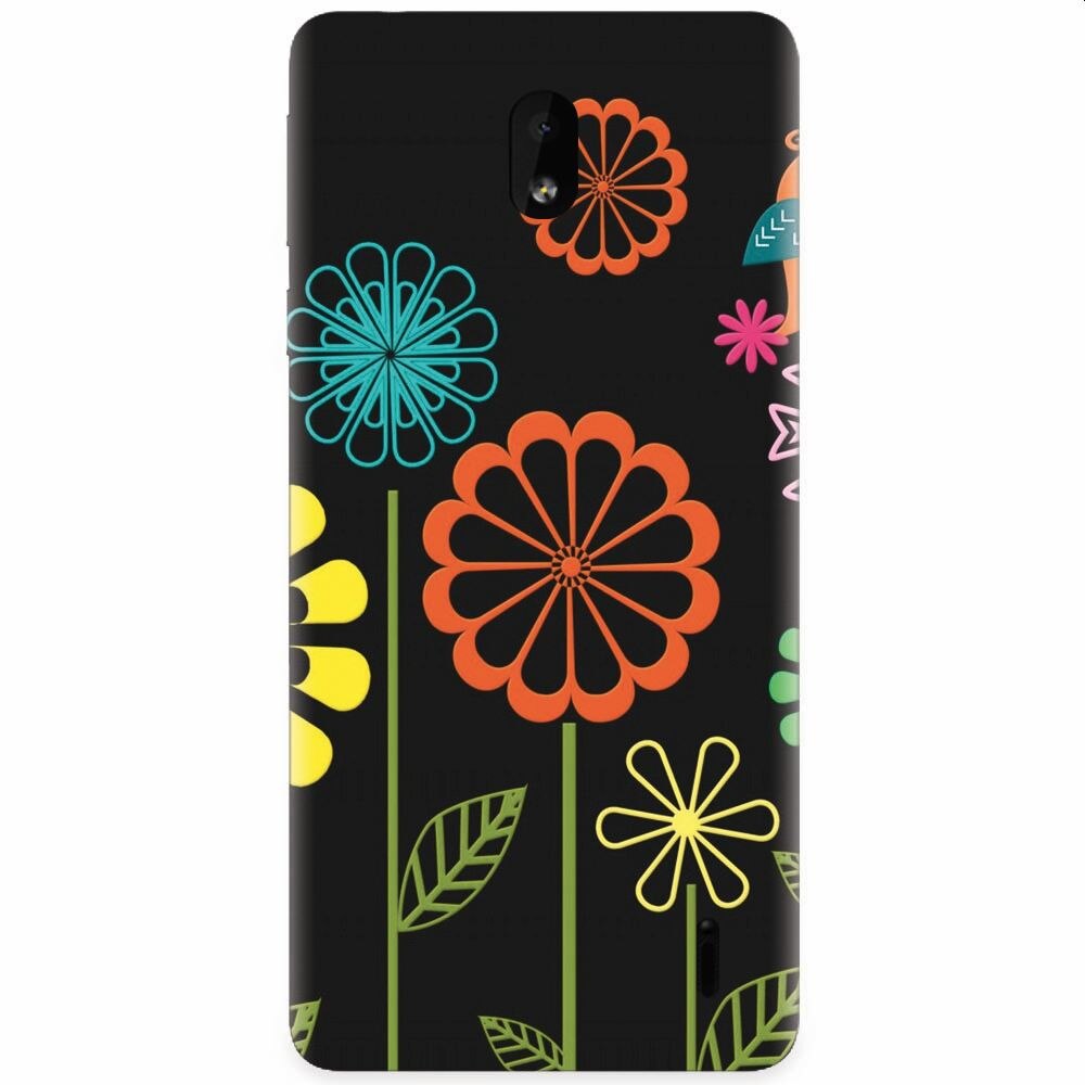 Husa silicon pentru Nokia 1 Plus, Colorful Spring Birds Flowers Vectors