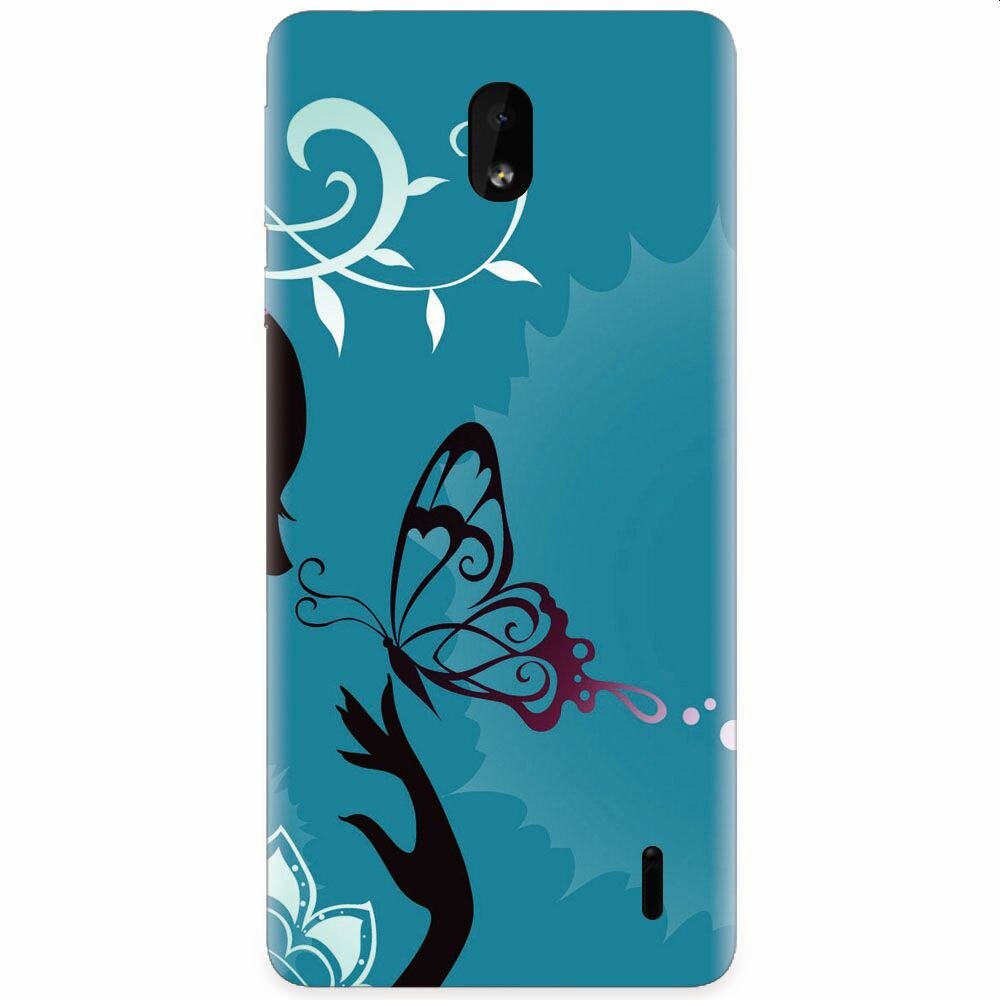 Husa silicon pentru Nokia 1 Plus, Blue Butterfly