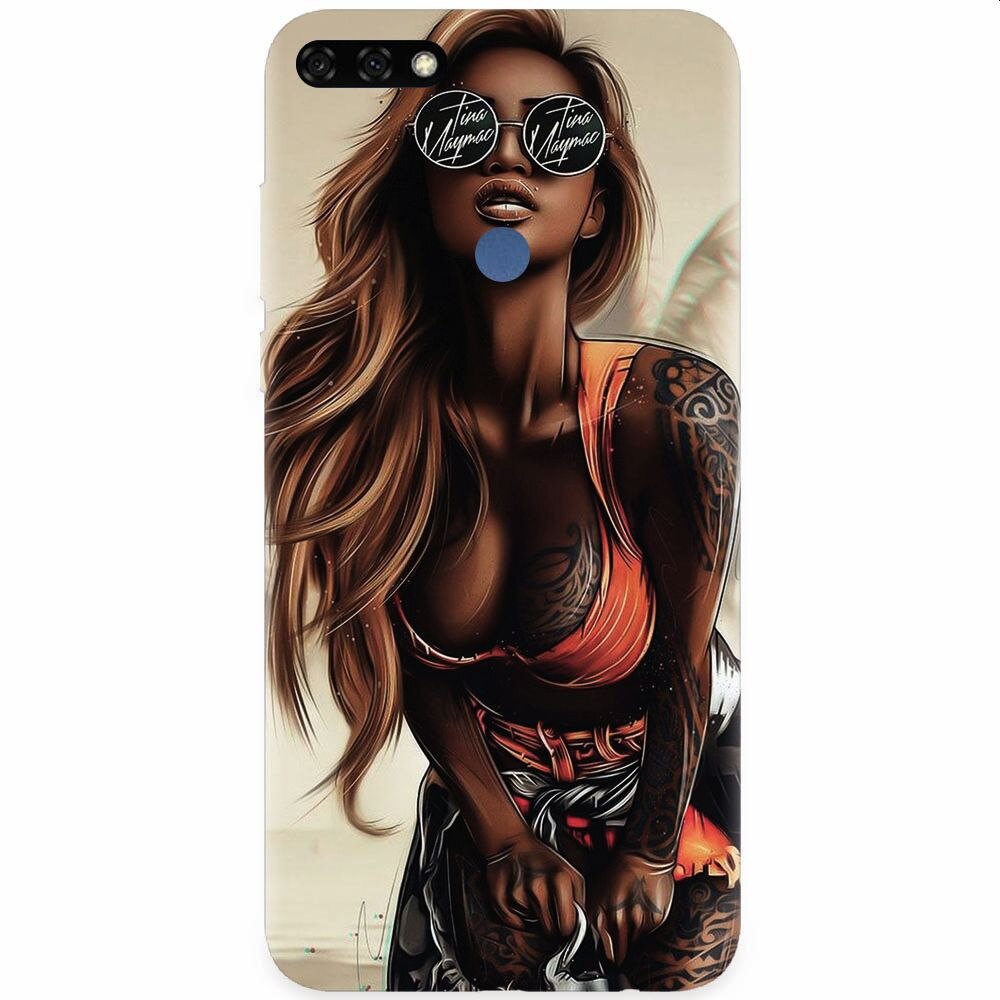 Husa silicon pentru Honor 7C, Tattoed Girl