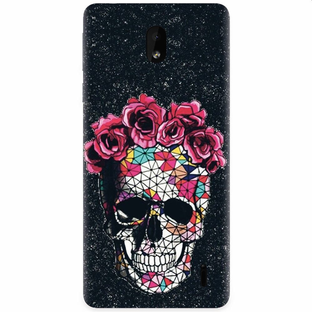 Husa silicon pentru Nokia 1 Plus, Colorful Skull Roses Space