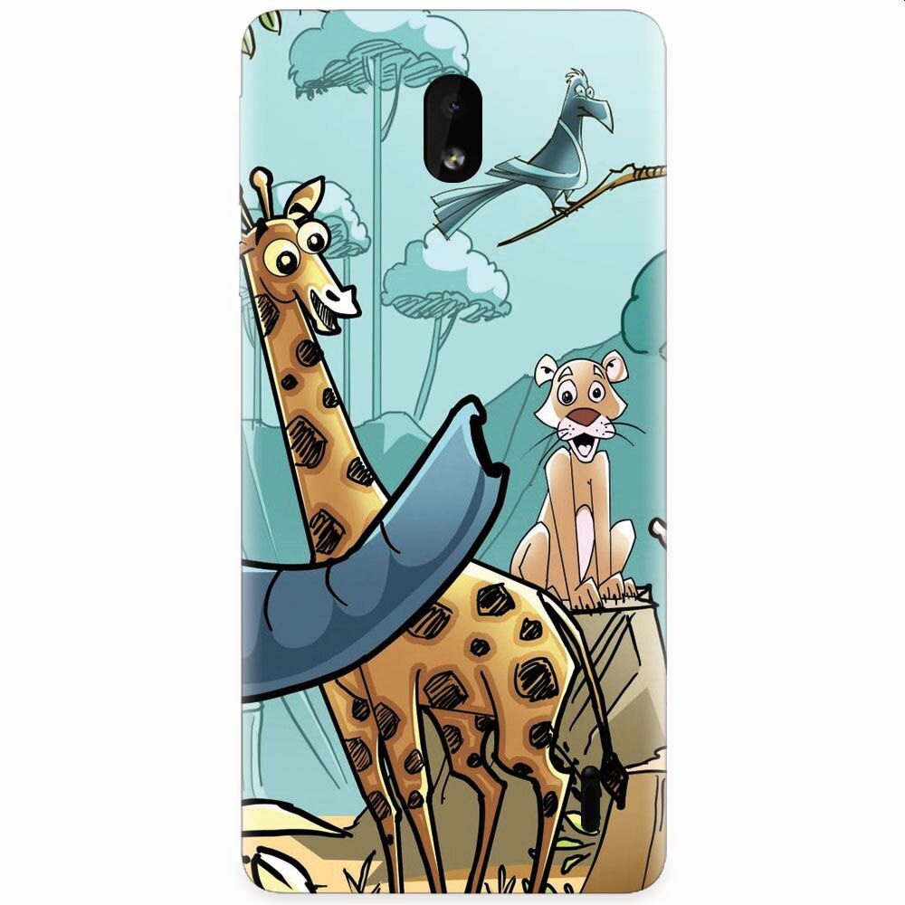 Husa silicon pentru Nokia 1 Plus, Children Drawings Elephants Giraffes Lions