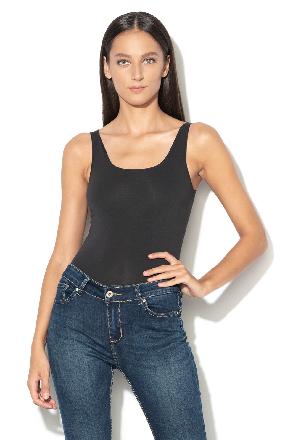 Skiny, Body cu inchidere cu capsa, Negru, XL