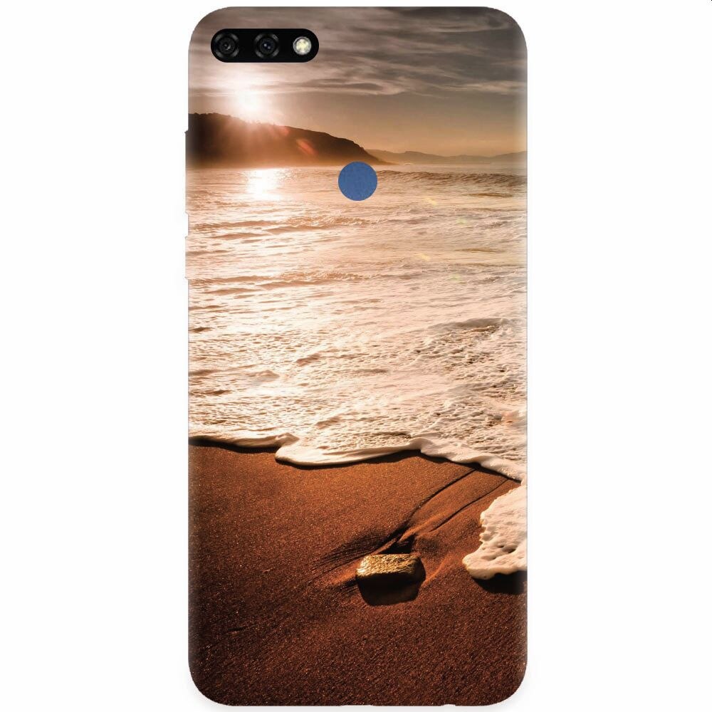 Husa silicon pentru Honor 7C, Sunset Foamy Beach Wave