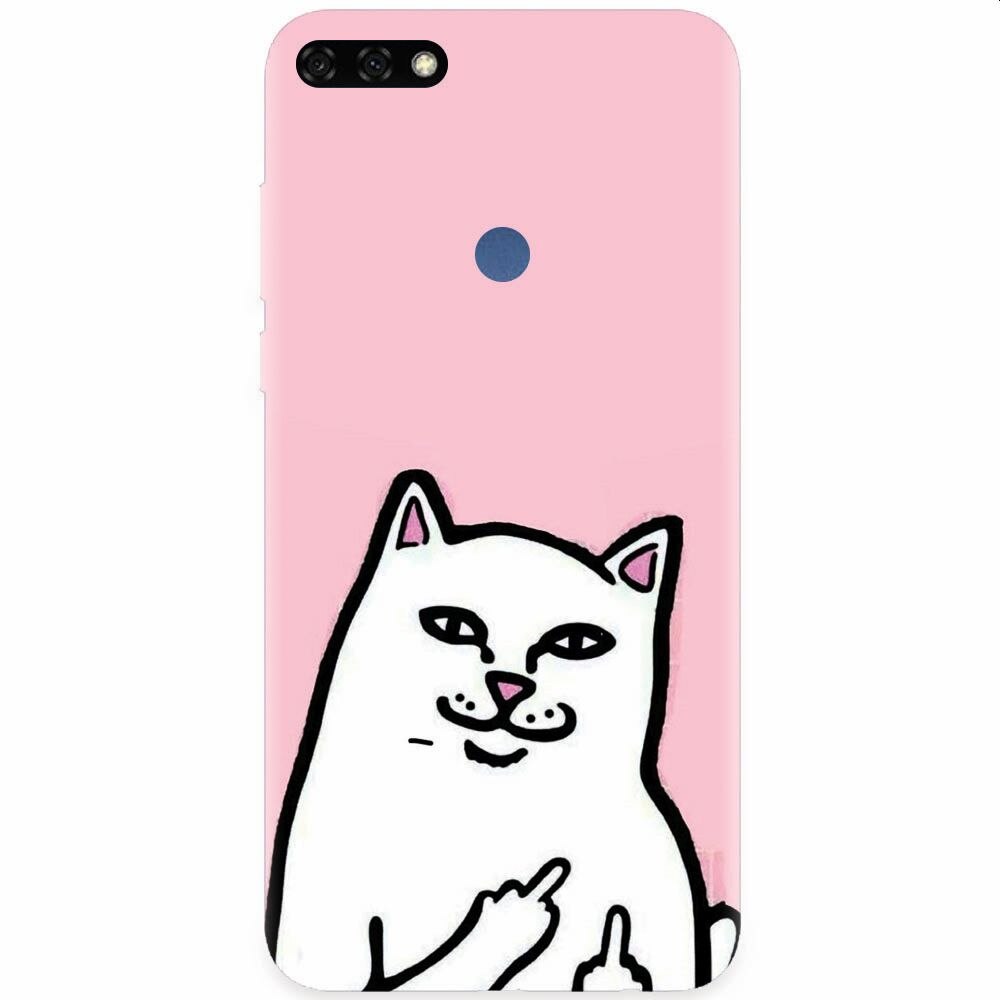 Husa silicon pentru Honor 7C, White Cat