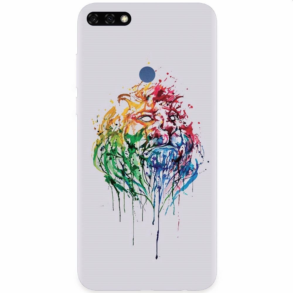 Husa silicon pentru Honor 7C, Paint Illustration Lion Head