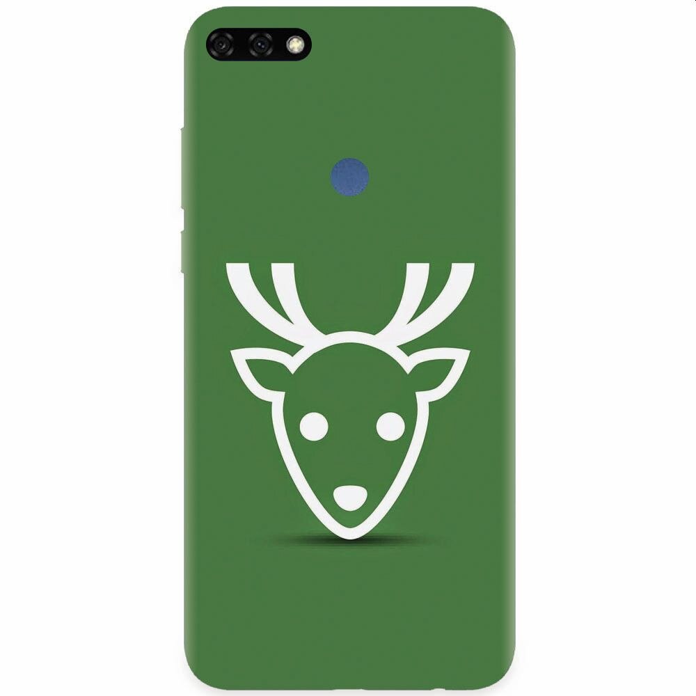 Husa silicon pentru Honor 7C, Minimal Reindeer Illustration Green
