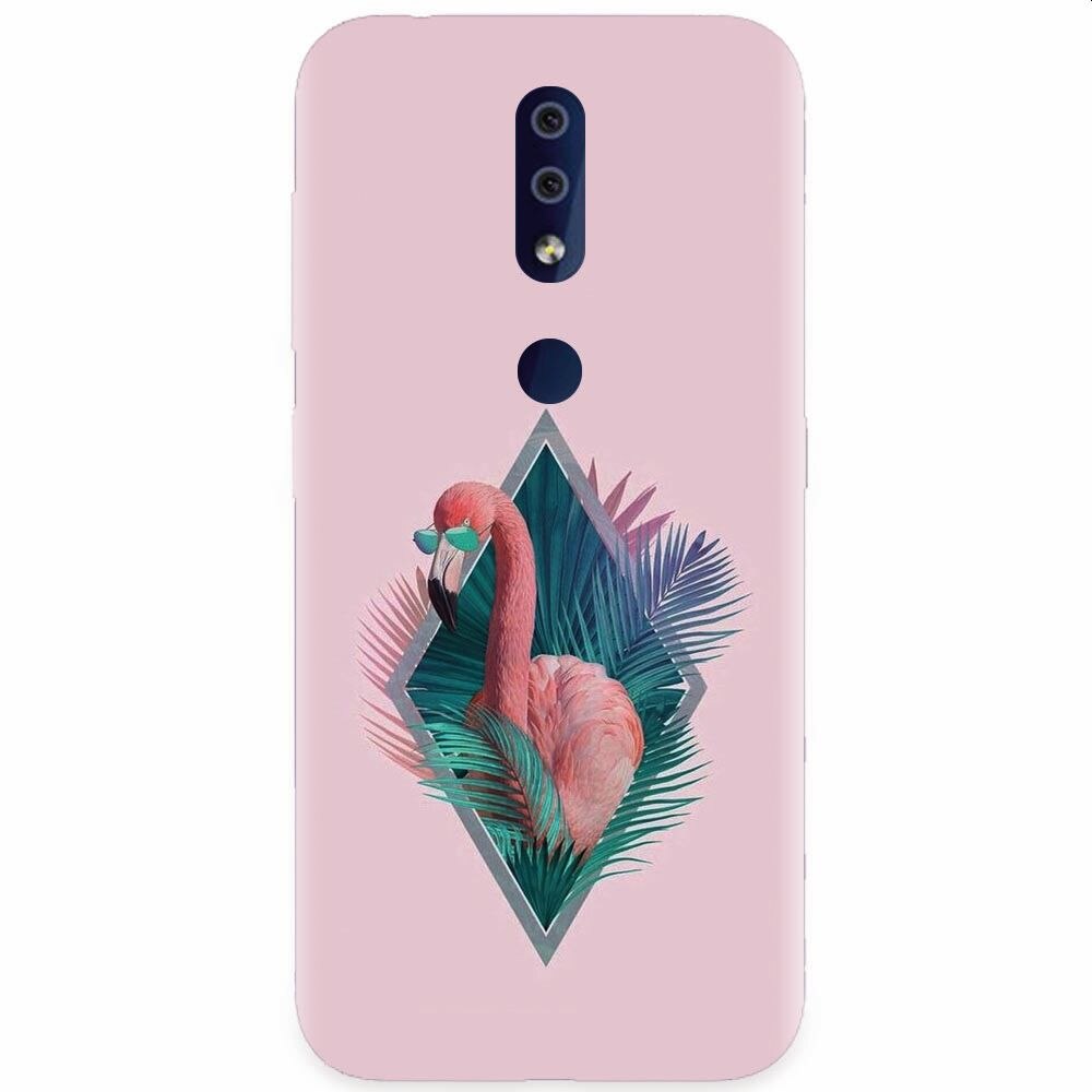 Husa silicon pentru Nokia 4.2, Flamingo With Sunglass