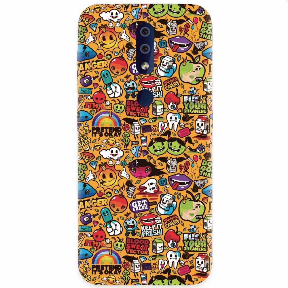 Husa silicon pentru Nokia 4.2, Colorful Sticker Illustrations