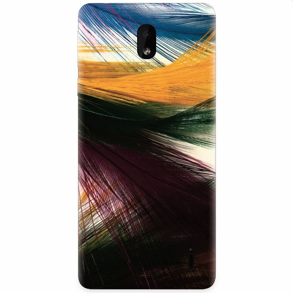 Husa silicon pentru Nokia 1 Plus, Colorful Peacock Feathers