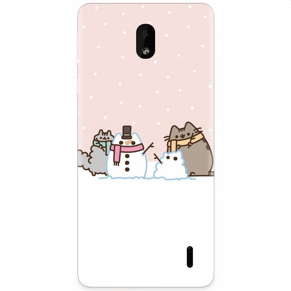 Husa silicon pentru Nokia 1 Plus, Cat And Snowman