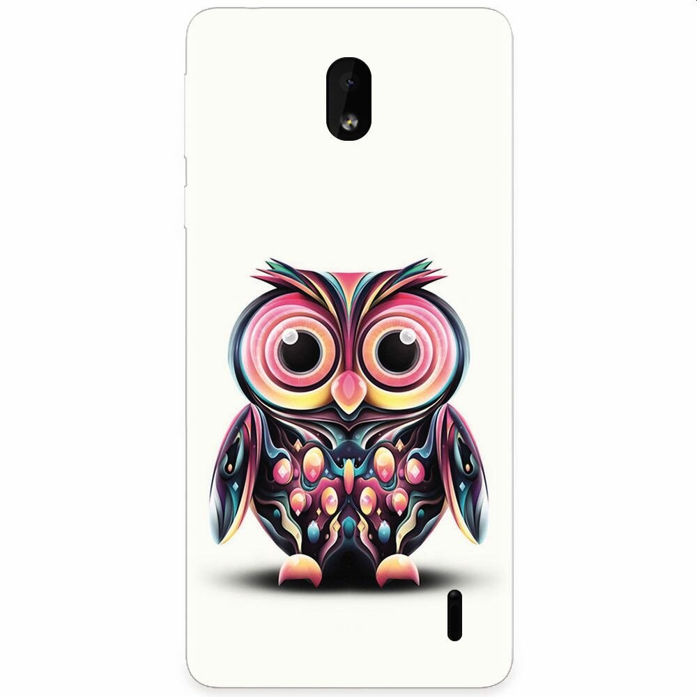 Husa silicon pentru Nokia 1 Plus, Colorful Owl Illustration