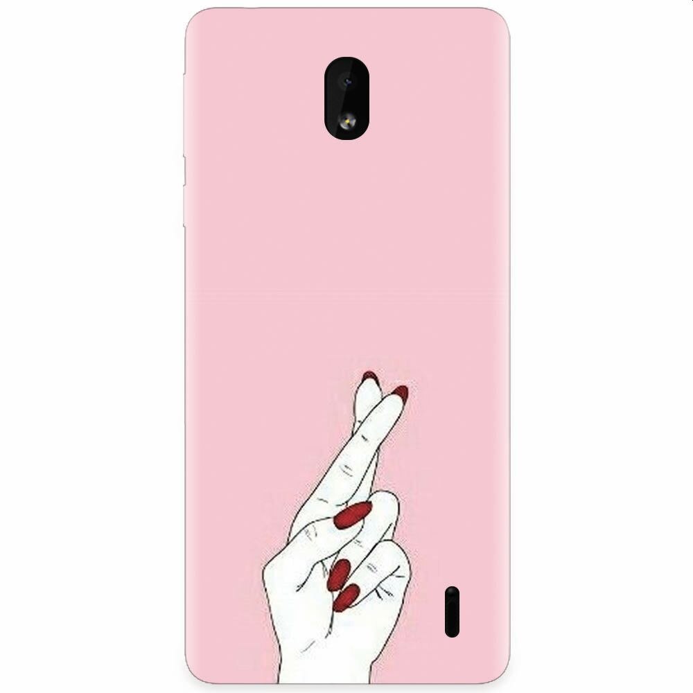 Husa silicon pentru Nokia 1 Plus, Pink Finger Cross