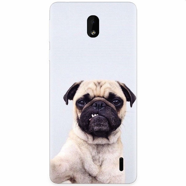 Силиконов кейс за Nokia 1 Plus, Simple Pug Selfie