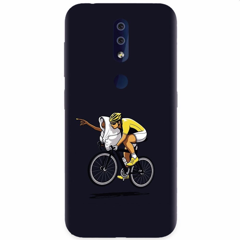 Husa silicon pentru Nokia 4.2, ET Riding Bike Funny Illustration