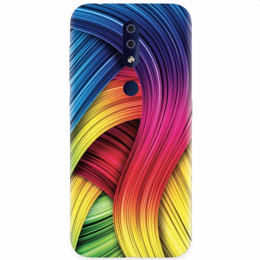 Husa silicon pentru Nokia 4.2, Curly Colorful Rainbow Lines Illustration