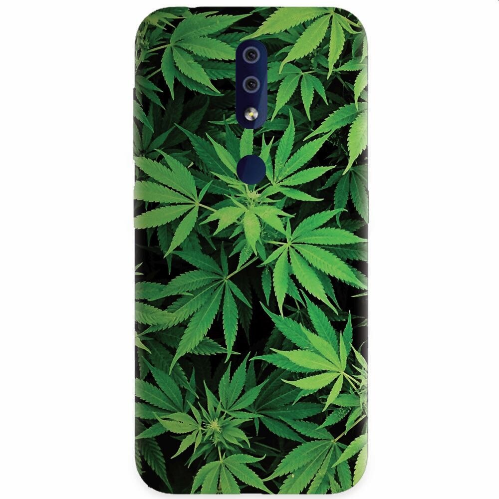 Husa silicon pentru Nokia 4.2, Green Leaf Pattern