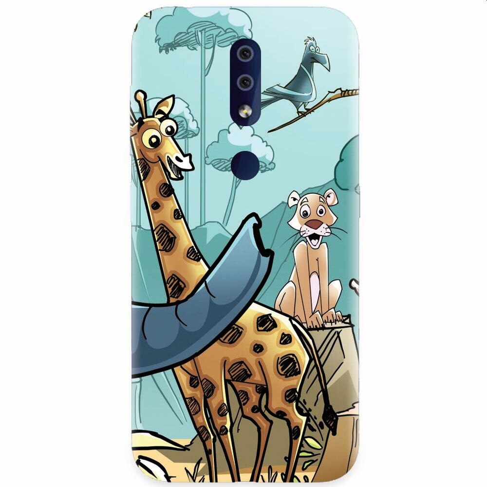 Husa silicon pentru Nokia 4.2, Children Drawings Elephants Giraffes Lions