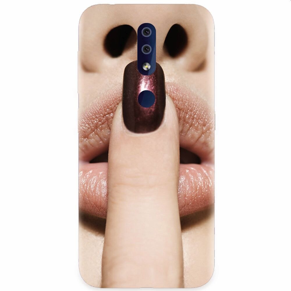 Husa silicon pentru Nokia 4.2, Finger Purple Nailpolish Girl Lips
