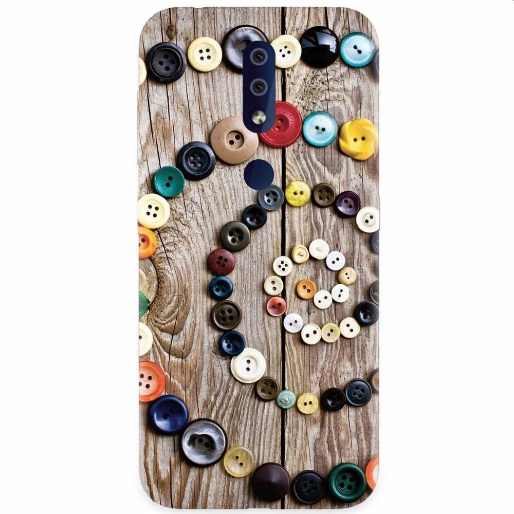 Husa silicon pentru Nokia 4.2, Colorful Buttons Spiral Wood Deck
