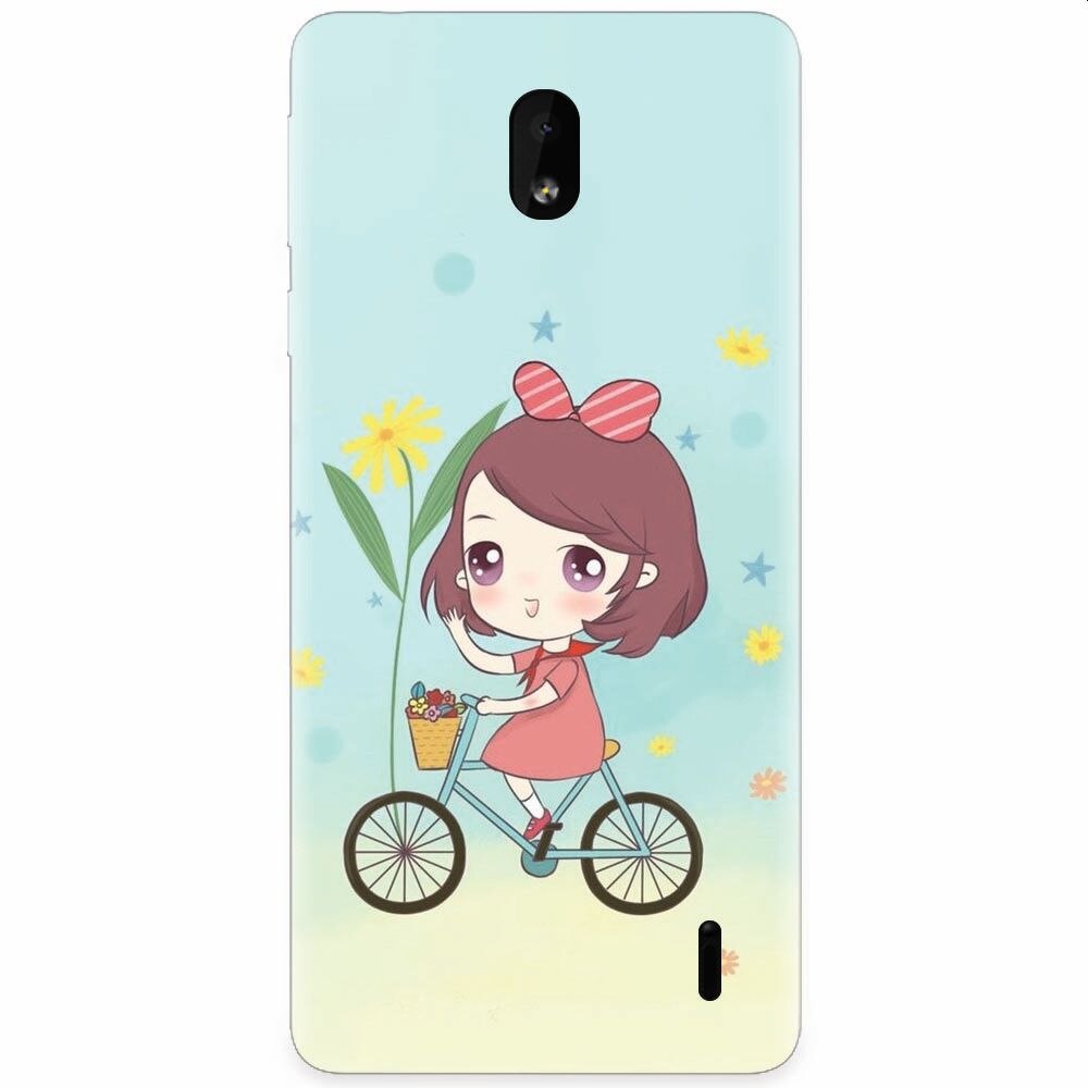 Husa silicon pentru Nokia 1 Plus, Girl And Bike