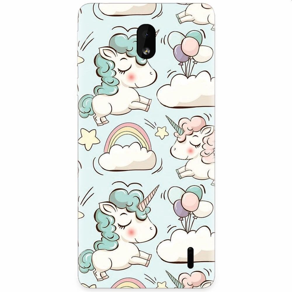 Husa silicon pentru Nokia 1 Plus, Unicorns And Clouds