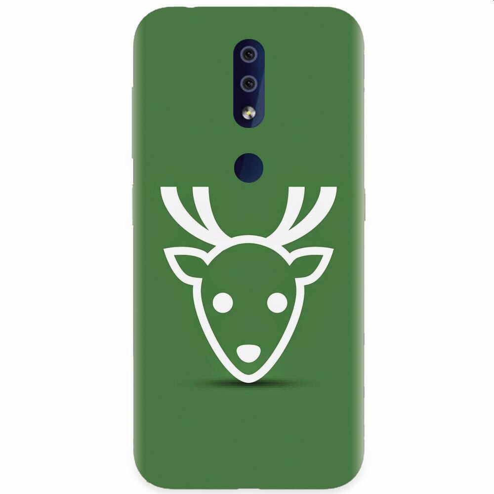 Husa silicon pentru Nokia 4.2, Minimal Reindeer Illustration Green