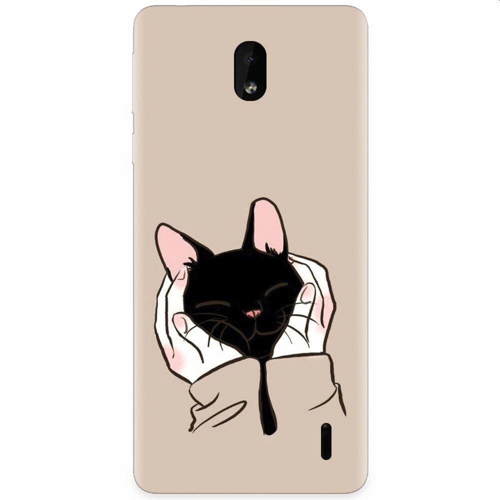 Husa silicon pentru Nokia 1 Plus, Th Black Cat In Hands