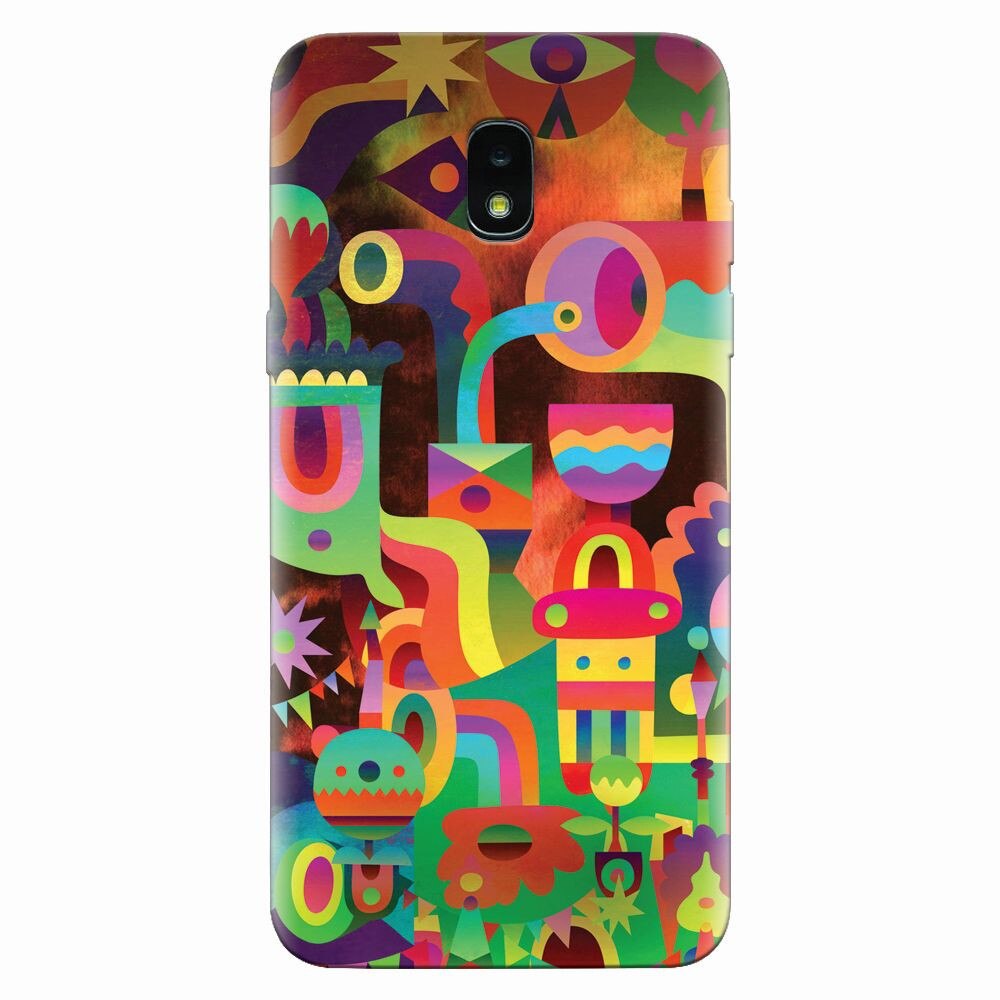 Husa silicon pentru Samsung Galaxy J3 2018, Abstract Colorful Shapes
