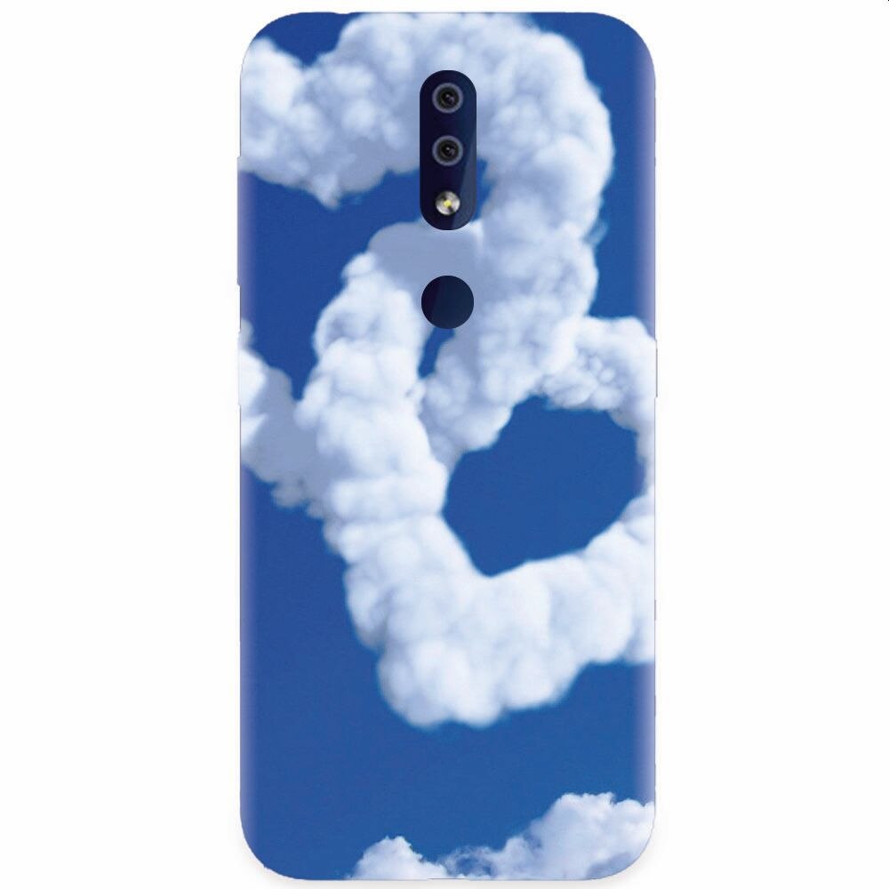 Husa silicon pentru Nokia 4.2, Heart Shaped Clouds Blue Sky