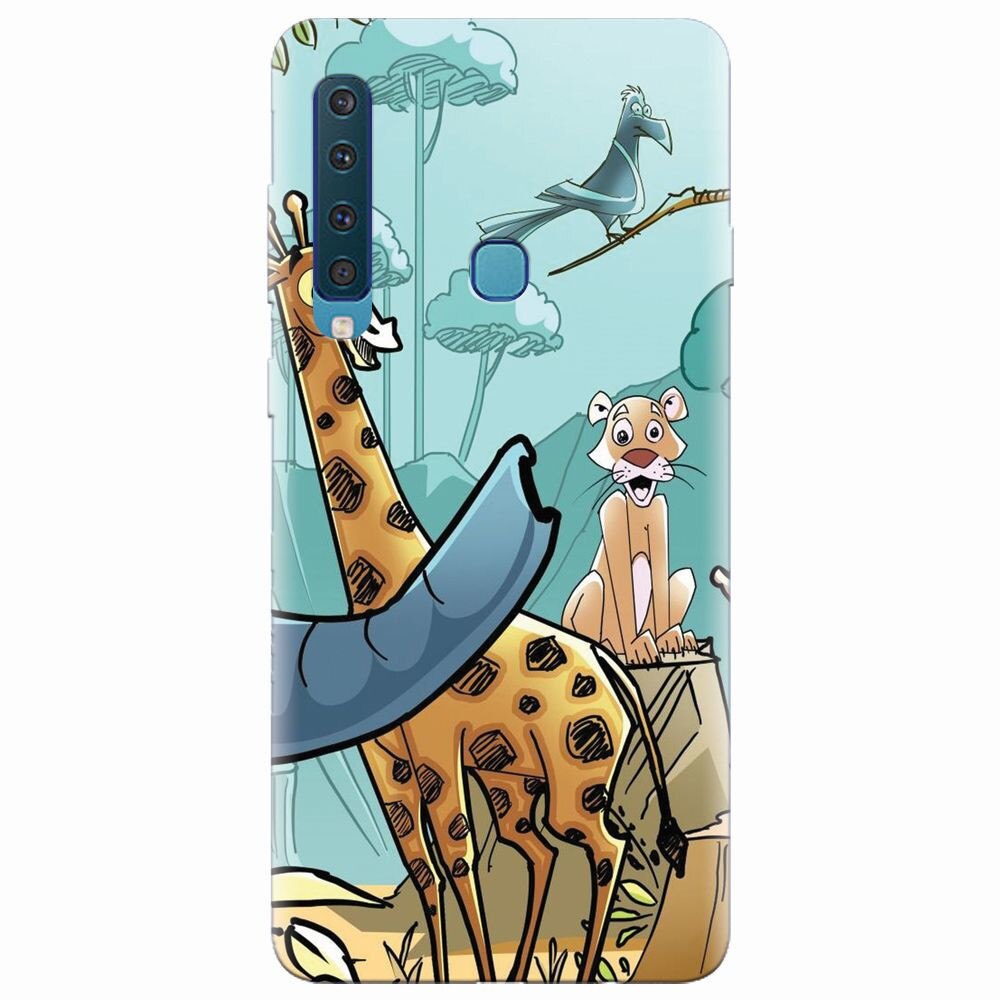 Husa silicon pentru Samsung Galaxy A9 2018, Children Drawings Elephants Giraffes Lions