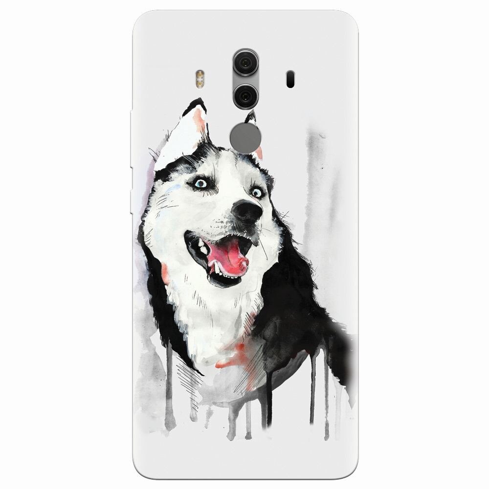 Husa silicon pentru Huawei Mate 10 Pro, Husky Dog Watercolor Illustration