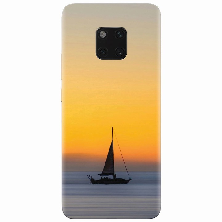 Силиконов калъф за Huawei Mate 20 Pro, Wind Sail Boat Ocean Sunset