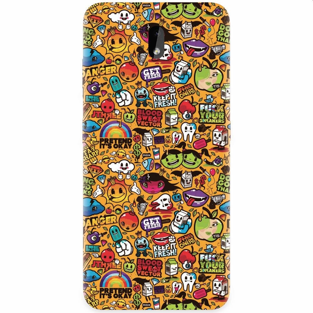Husa silicon pentru Nokia 3.2, Colorful Sticker Illustrations