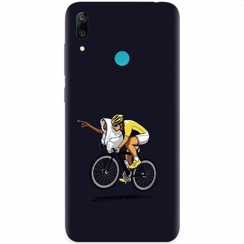 Husa silicon pentru Huawei Y7 Prime 2019, ET Riding Bike Funny Illustration