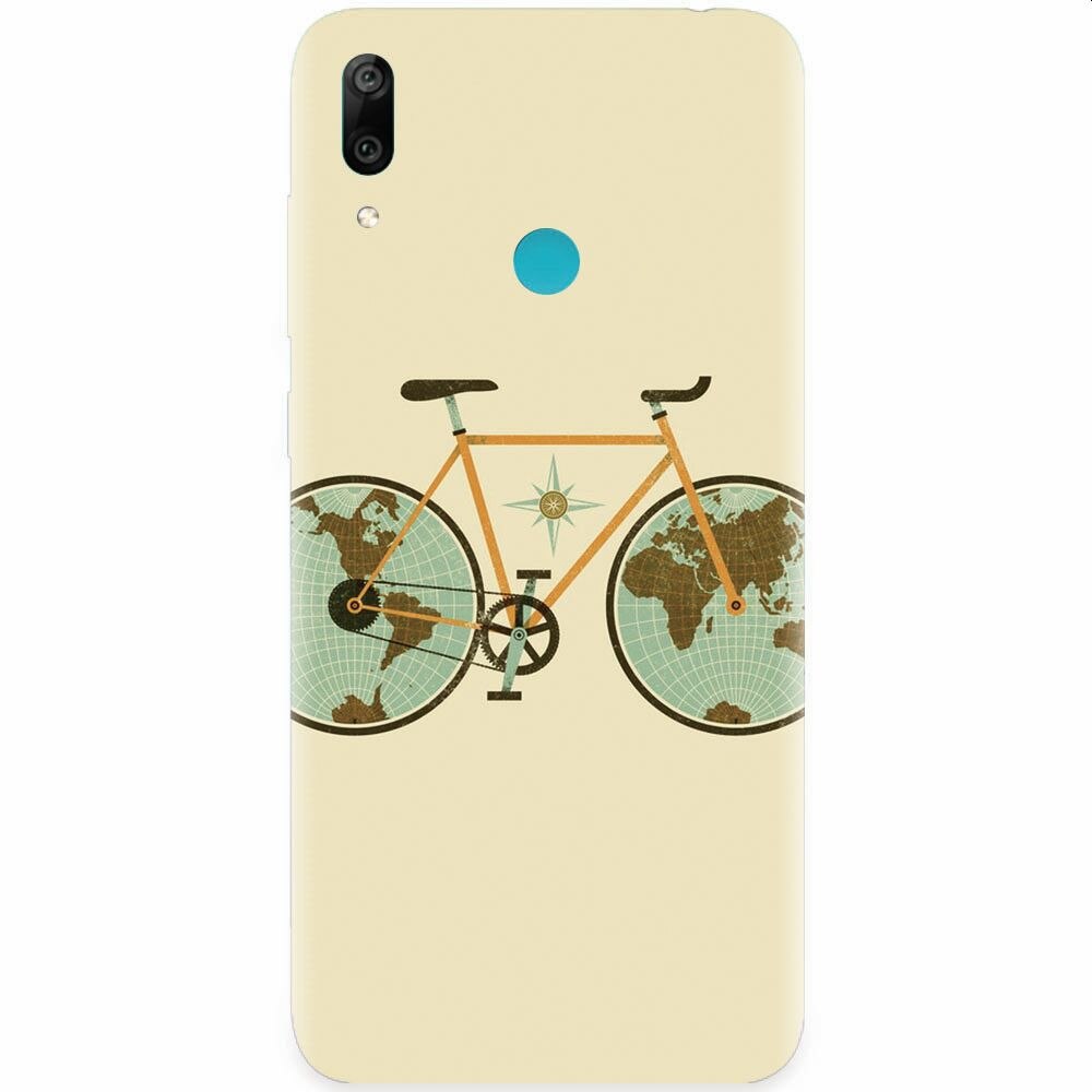 Husa silicon pentru Huawei Y7 2019, Retro Bicycle Illustration