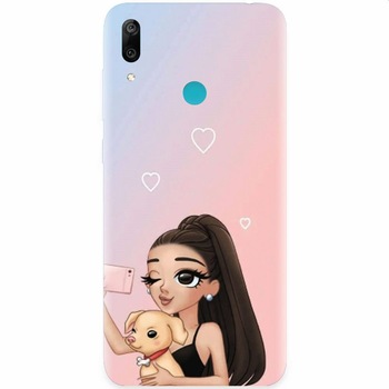 Husa silicon pentru Huawei Y7 Prime 2019, Selfie With Sweet Dog Husa silicon pentru Huawei Y7 Prime 2019, Selfie With Sweet Dog