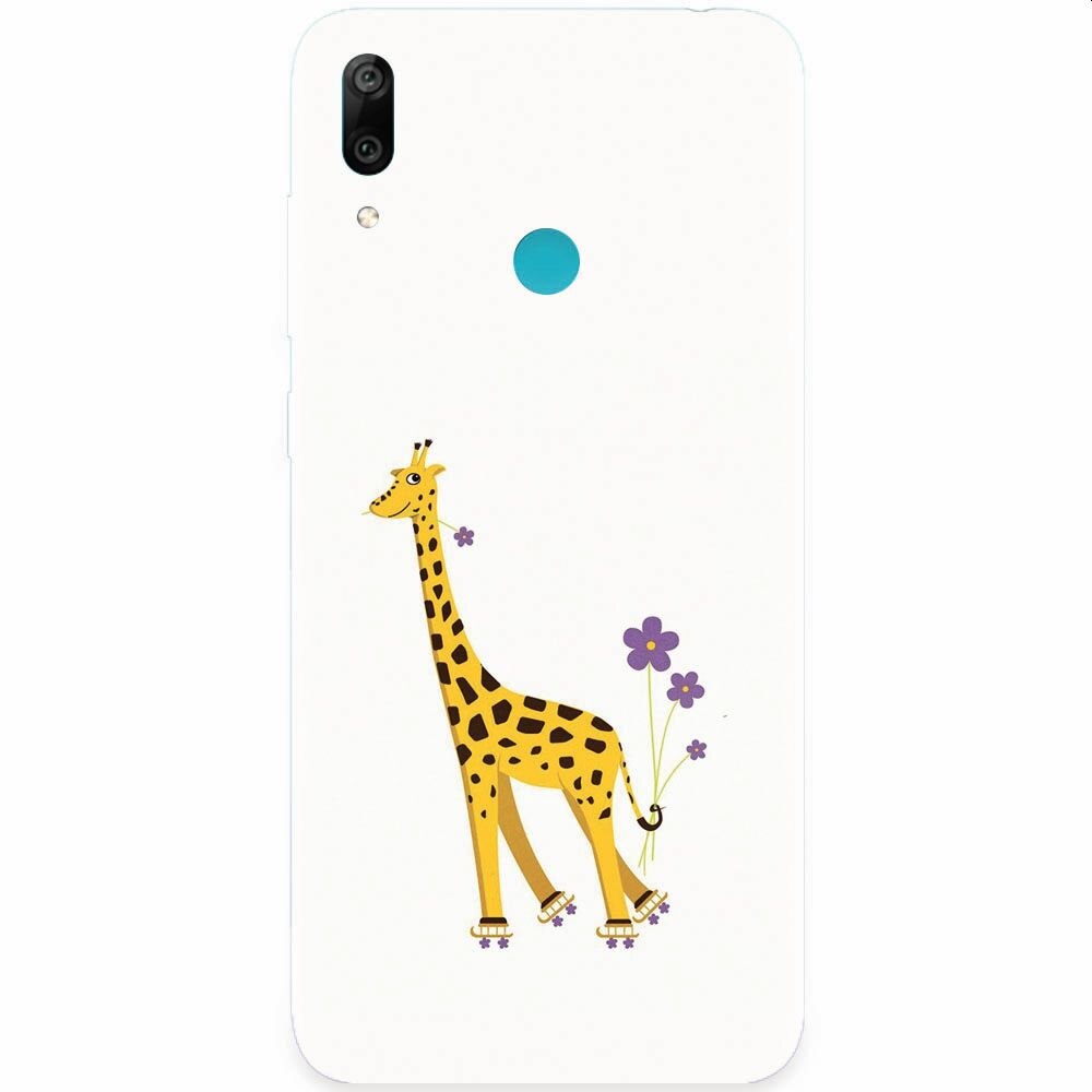 Husa silicon pentru Honor Play, Rollerskating Girafe Illustration