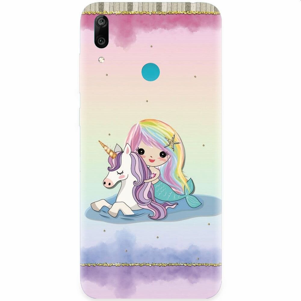 Husa silicon pentru Huawei Y7 2019, Mermaid Unicorn Play