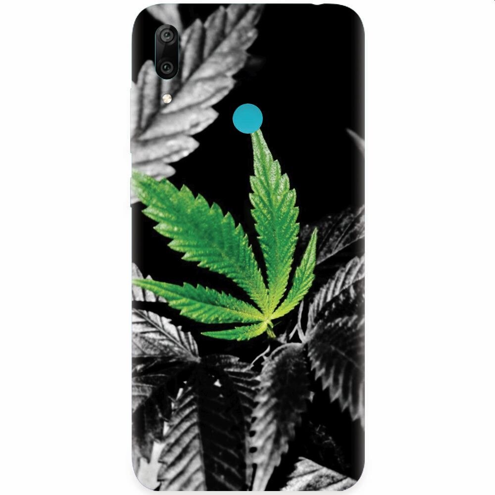 Husa silicon pentru Honor Play, Trippy Pot Leaf Green