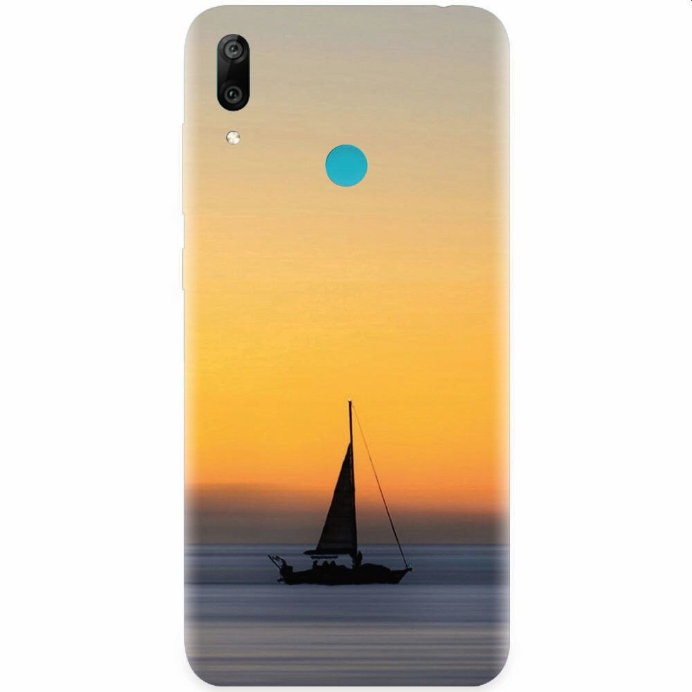 Husa silicon pentru Huawei Y7 Prime 2019, Wind Sail Boat Ocean Sunset