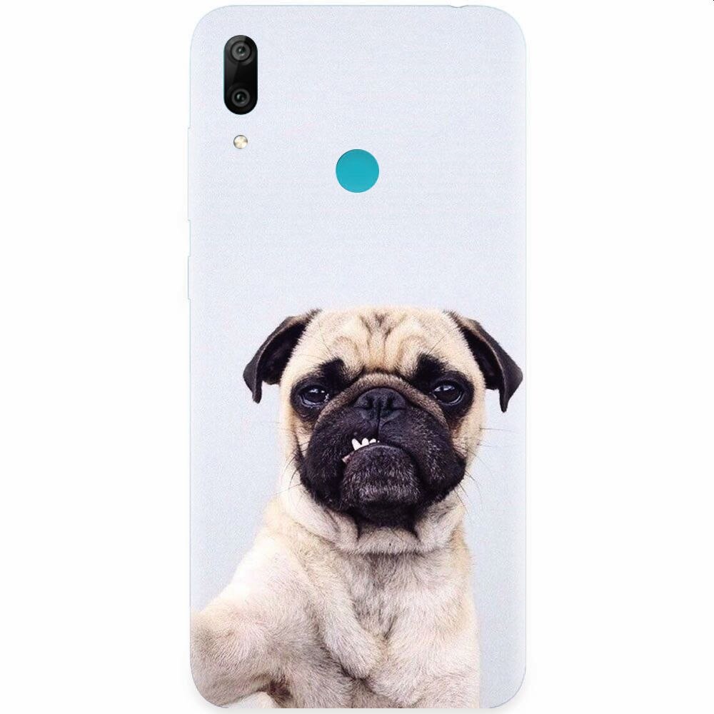 Husa silicon pentru Huawei Y7 Prime 2019, Simple Pug Selfie