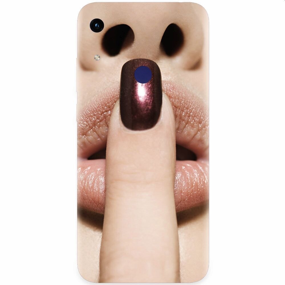 Husa silicon pentru Honor Play 8A, Finger Purple Nailpolish Girl Lips