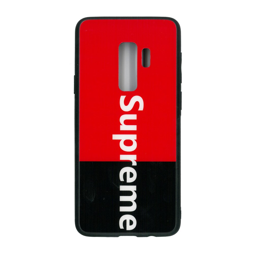 Husa de protectie cu spate de sticla EuroCELL pentru Samsung Galaxy S9 Plus, Supreme rosu - negru