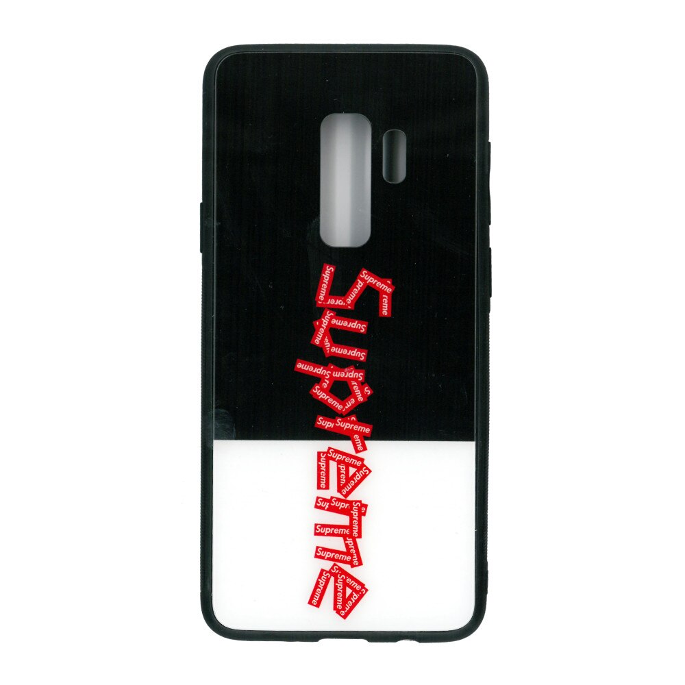 Husa de protectie cu spate de sticla EuroCELL pentru Samsung Galaxy S9 Plus, Supreme alb - negru