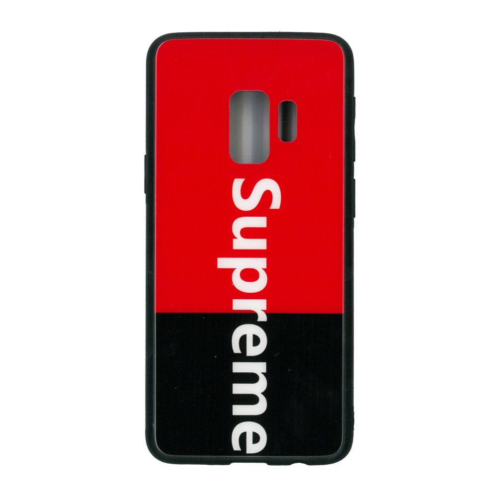 Husa de protectie cu spate de sticla EuroCELL pentru Samsung Galaxy S9 , Supreme rosu - negru