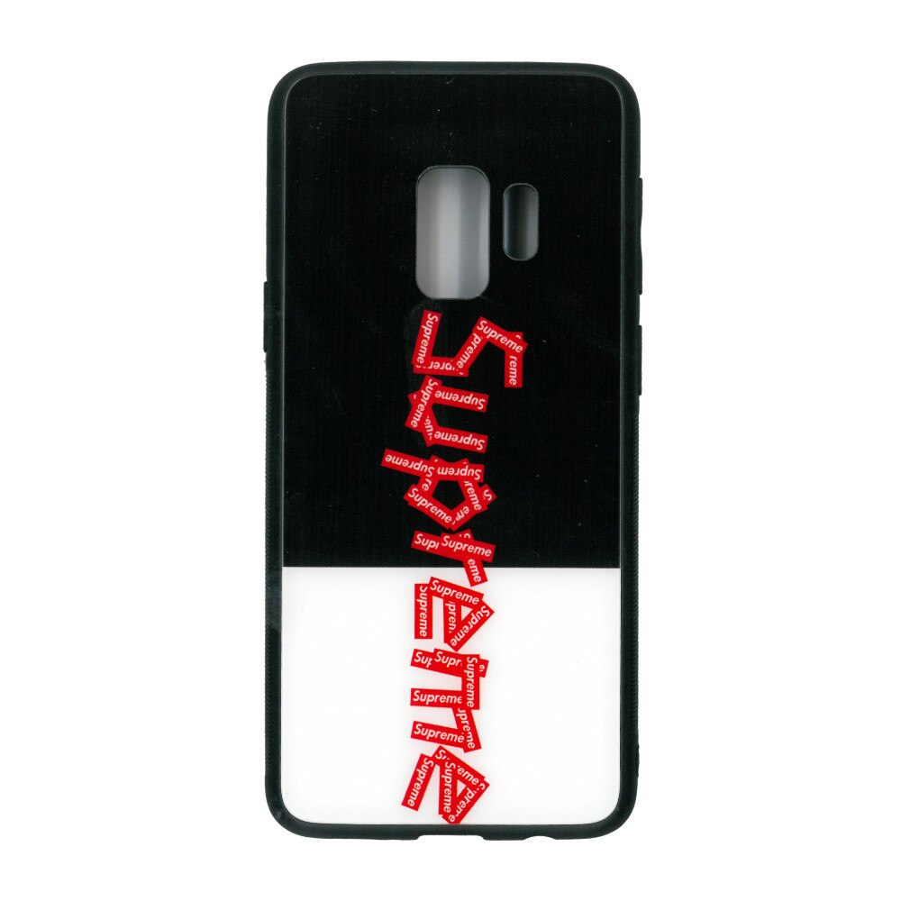 Husa de protectie cu spate de sticla EuroCELL pentru Samsung Galaxy S9 , Supreme alb - negru