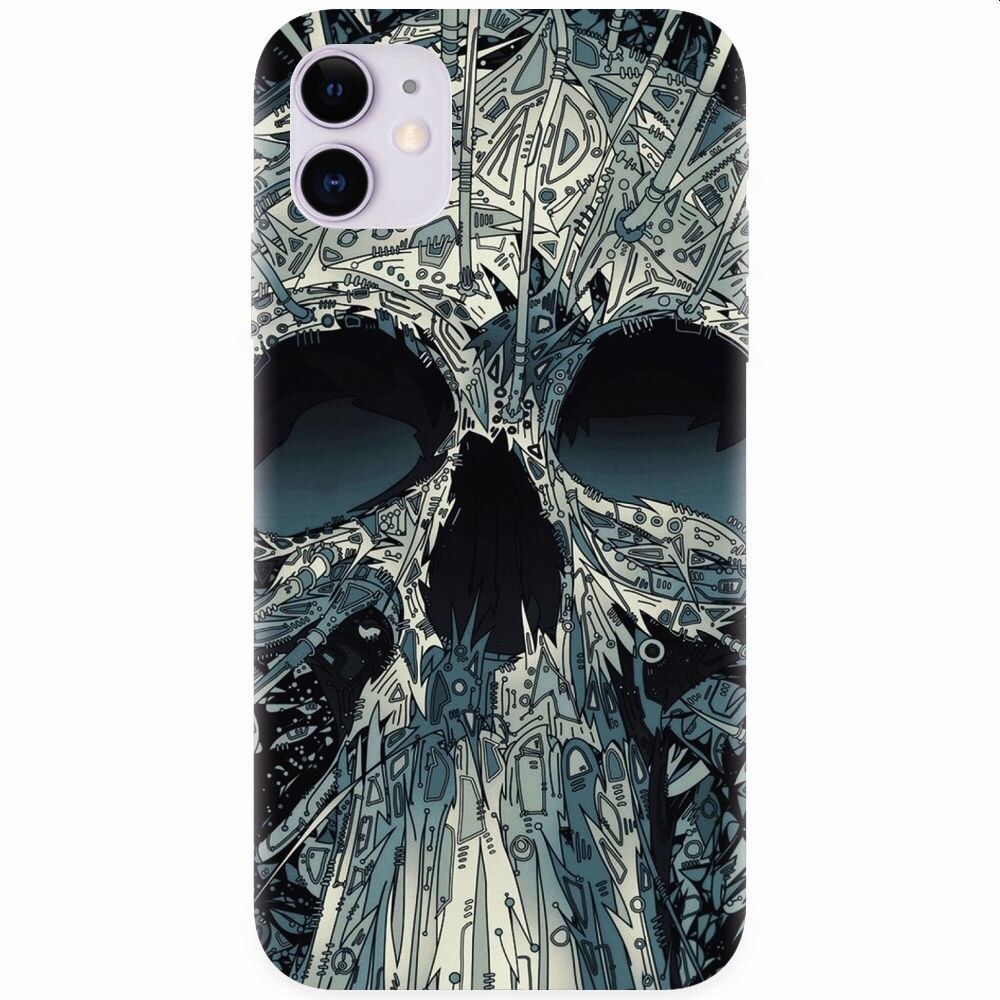 Husa silicon pentru Apple Iphone 11, Abstract Skull Artwork Illustration